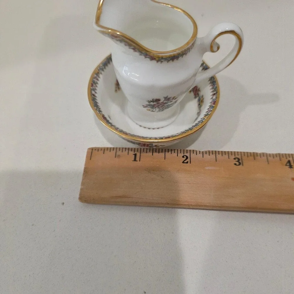 Coalport Ming Rose‎ Miniature Creamer and Sugar Bowl Set English Bone China Gold
